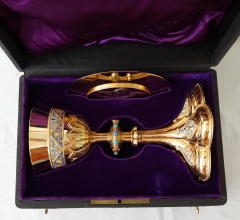 Solid silver gilt antique French Gothic Chalice.